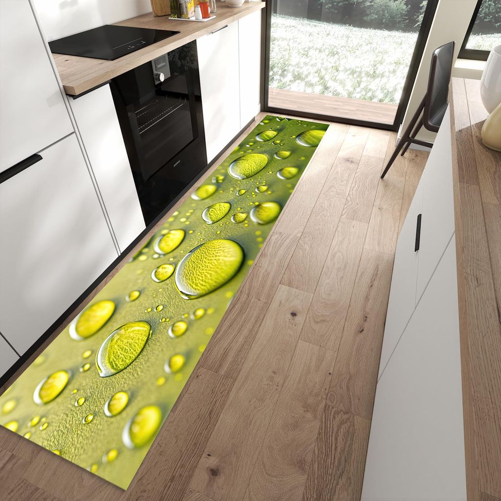 Küchenteppich 60x300cm rutschfest & abwischbar PVC Läufer - Wassertropfen anschaulich