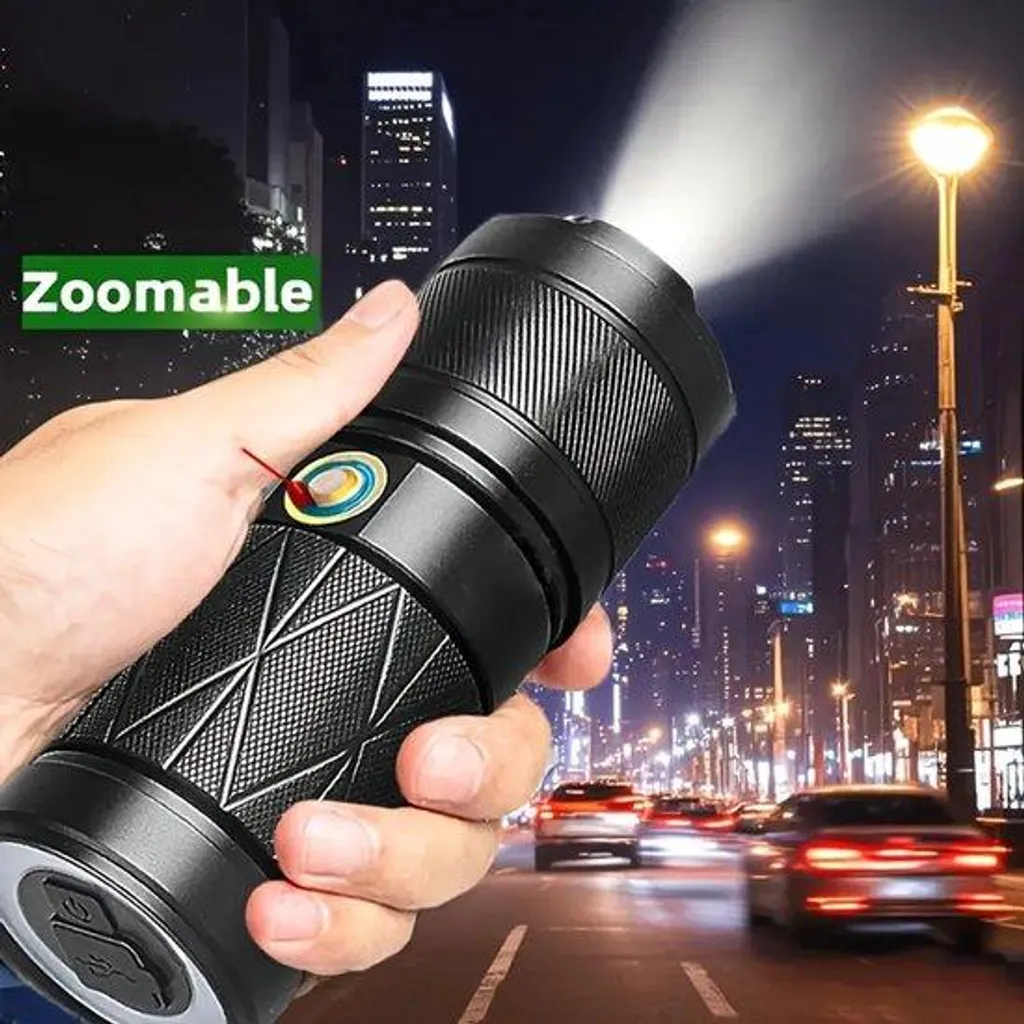 Lampe torche laser zoom rechargeable 4 couleurs pour vision nocturne
