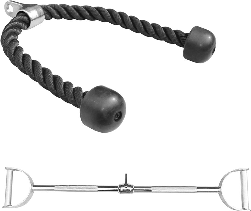 Sporttrend 24 - Seilzug Set Trizeps Seil + Latzugstange lang mit Hufgriff
