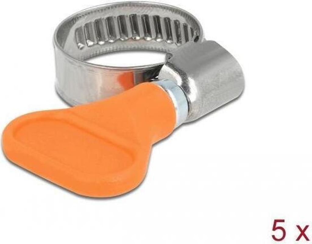 DELOCK Schlauchschelle, Flügelmutter 12-20mm 5 Stk. orange