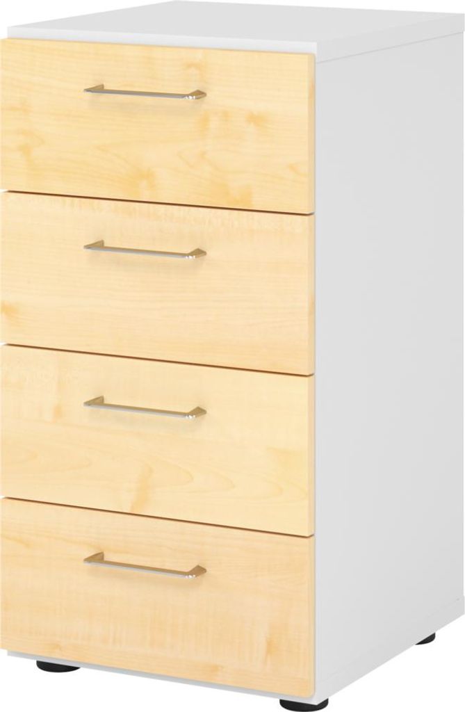 Hammerbacher Regal 2OH 4Schübe ws/Ahorn 4032062308721