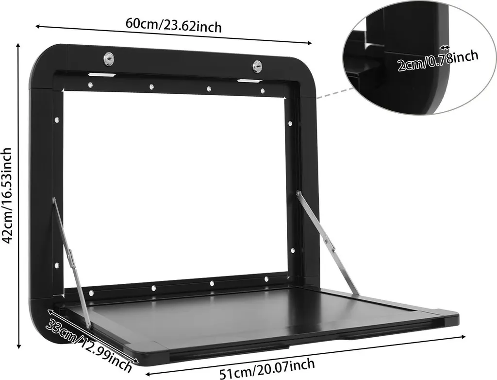Table pliante de bureau murale noire pour petit espace et télétravail
