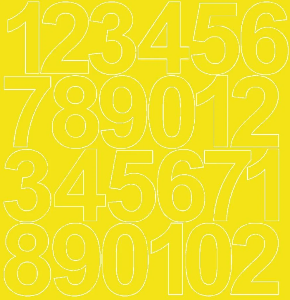 Chiffres autocollants de 12 cm imperméables jaune brillant