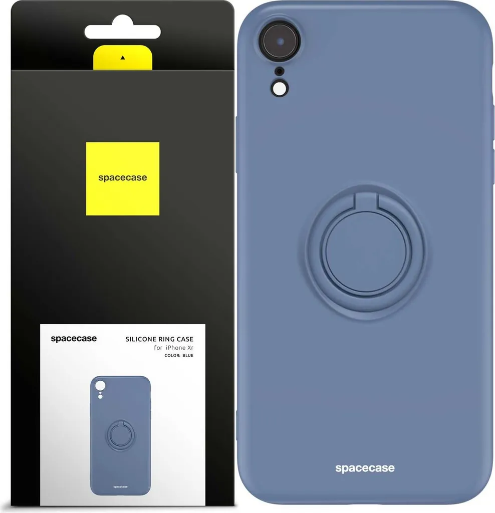 Custodia Silicone SPACECASE iPhone Xr Blu - Cover con Anello Antiurto