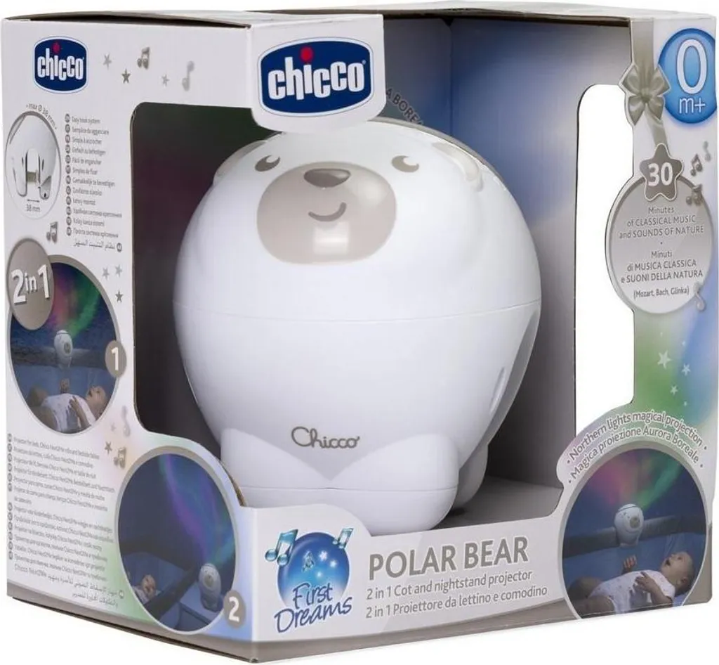 Chicco Ours Polaire beige : projecteur musical avec effets aurore boréale