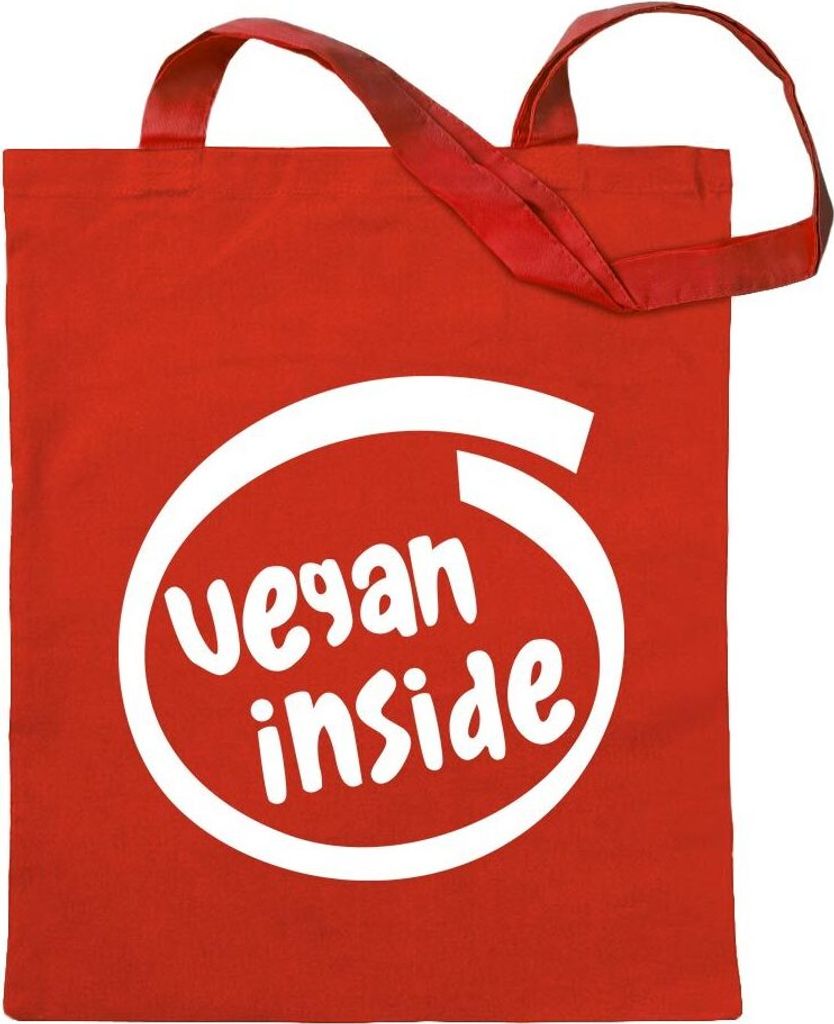 Kiwistar - Baumwolltasche - rot - vegan Inside - Tragetasche Stoffbeutel Umhängetasche Langer Henkel