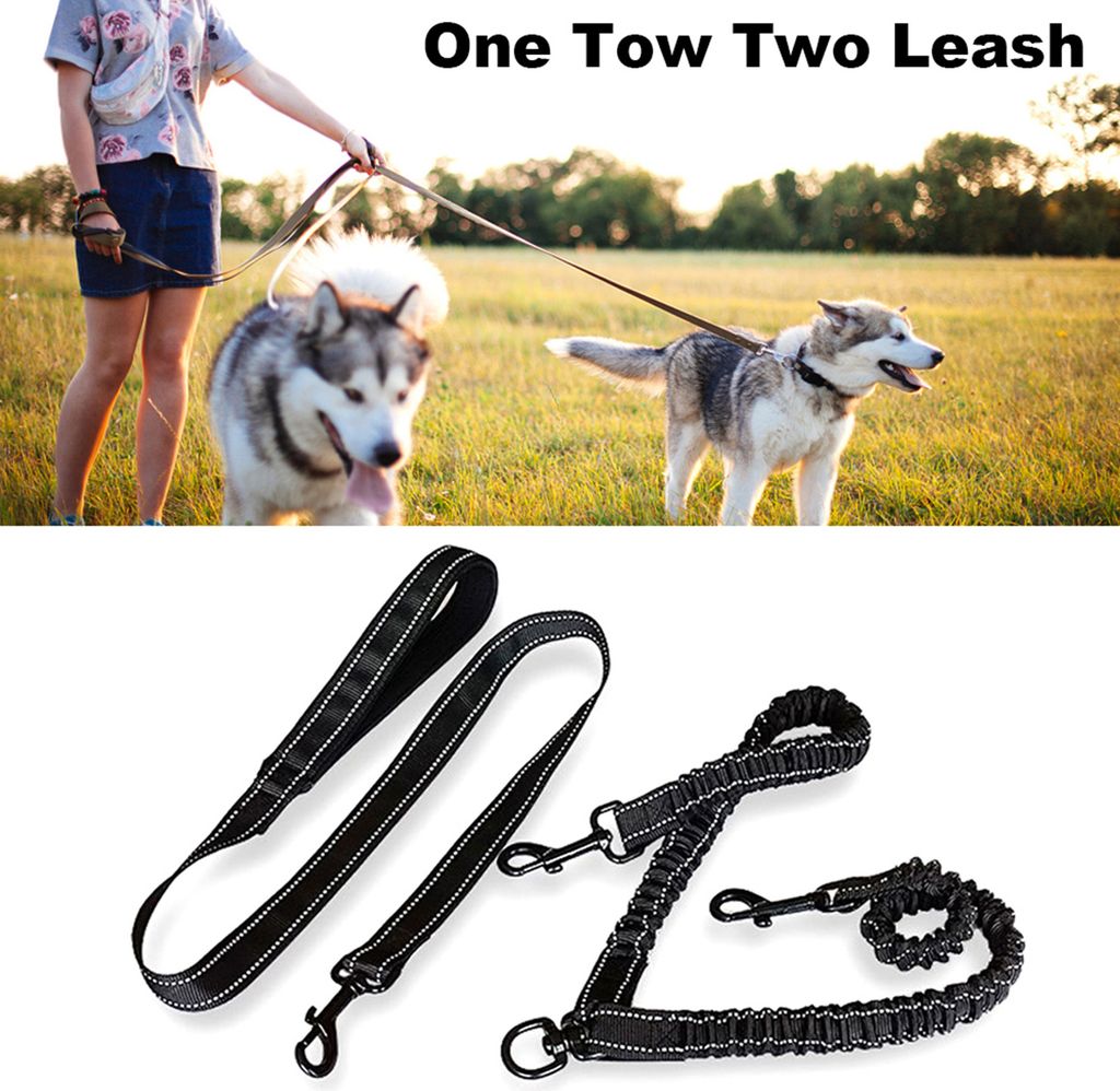 Doppelleine Für 2 Hunde - Verstellbar 58-88cm Mit 360° Drehgelenk