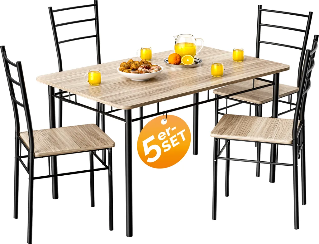 Tavolo da Cucina con 4 Sedie CASARIA Leo: Arredo Salotto Stile Loft