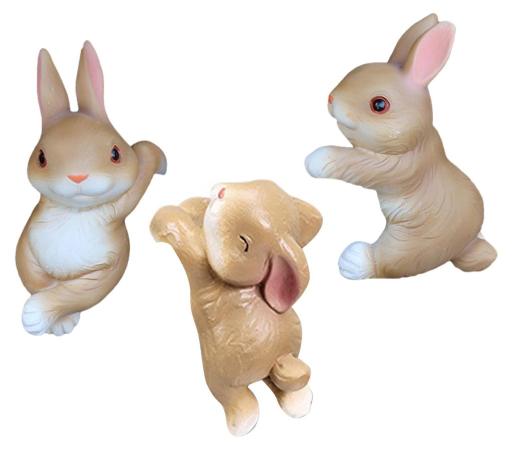 3er-Set Kletterhasenfiguren, künstliche Kaninchenstatuen, Tierskulpturen aus Kunstharz, Gartendekoration, Blumentopfhänger, Ornamente