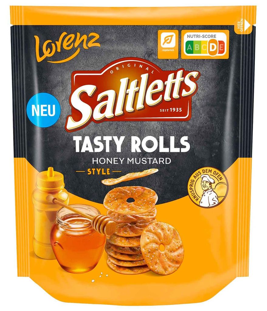 Saltletts 311369 Saltletts Tasty Rolls Honey & Mustard Immagine del prodotto  Immagine generata dall'IA