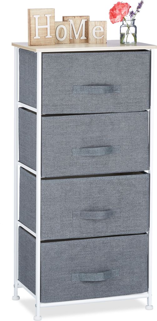 Relaxdays Regalsystem, 4 Stoff-Schubladen, HxBxT: 95 x 45 x Produktbild 