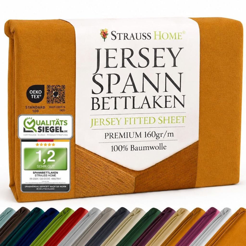 Strauss Home® Premium Spannbettlaken – 160 g/m² Gekämmte Produktbild 