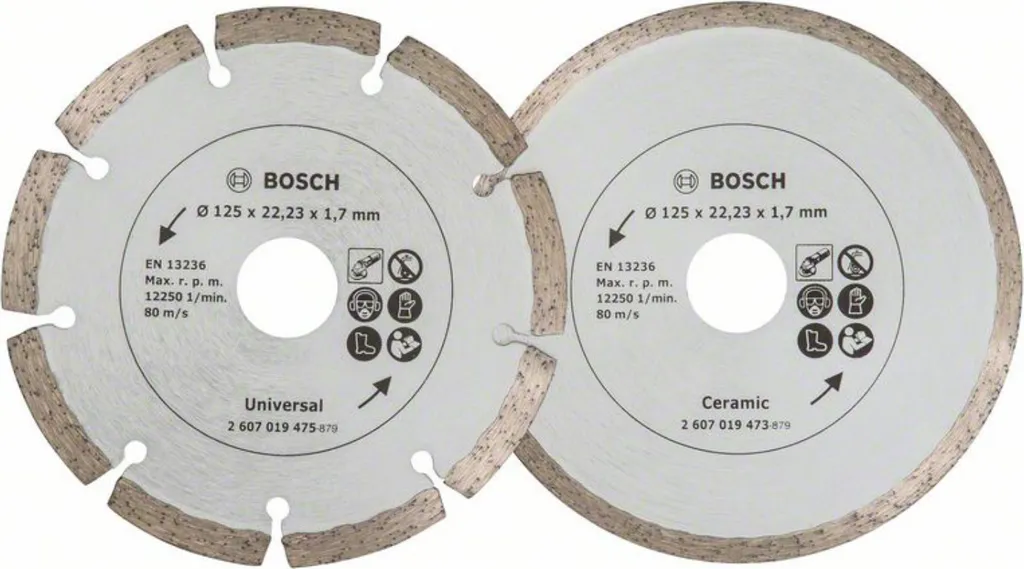 Disque diamant 125 mm Bosch pour coupe de céramique et carrelage - 2 pces