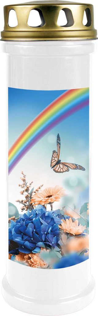HS Candle 5er Pack Grabkerzen mit Motiv, Grablicht mit Brenndauer von ca. 4 Tage, Motiv: Regenbogen, in vielen weiteren Varianten