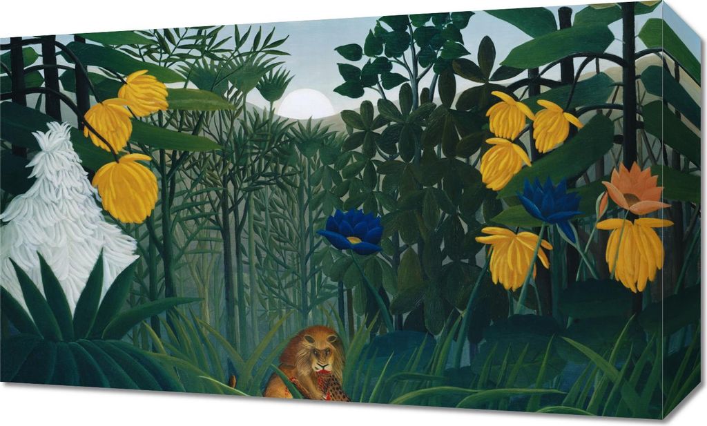 Bild 50x30cm Das Mahl des Löwen, Rousseau Vintage für das Wohnzimmer