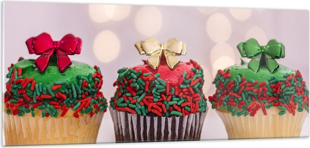 Bilder auf glas - Cupcakes Dessert Kuchen gebacken - 100x40cm - Glasbilder - Wandbilder - Kunstdruck - zum Aufhängen bereit - Wanddekoration aus G...
