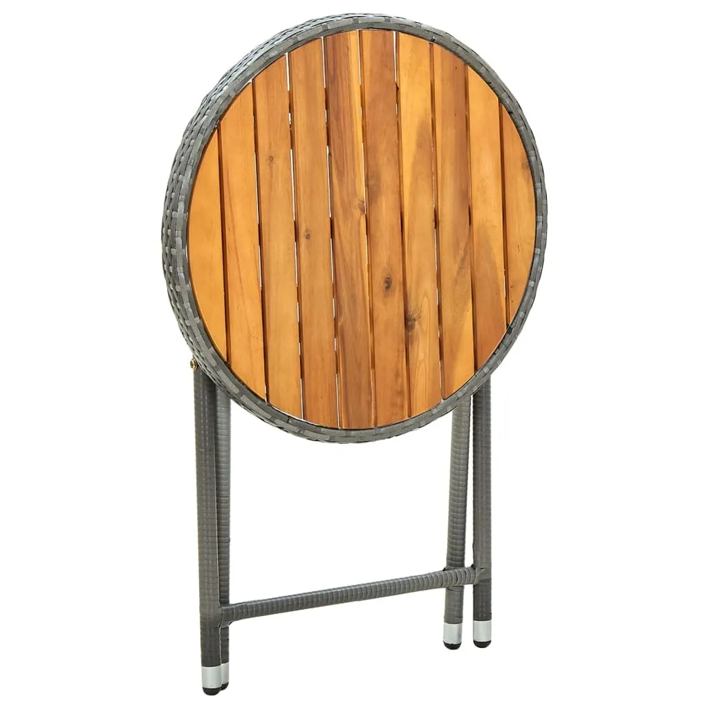 Table d'appoint 60 cm en Bois d'Acacia Durable et Poly Rotin Gris Chic - 4