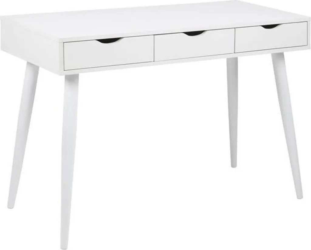 Bureau de travail blanc Nula avec rangements intégrés et 3 tiroirs
