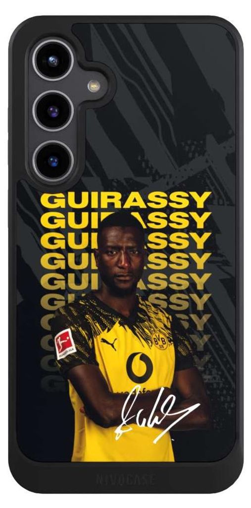 NIVOCASE Hülle für Samsung Galaxy S24+ Handyhülle NIVOcore Case Schwarz BVB Borussia Dortmund Serhou Guirassy