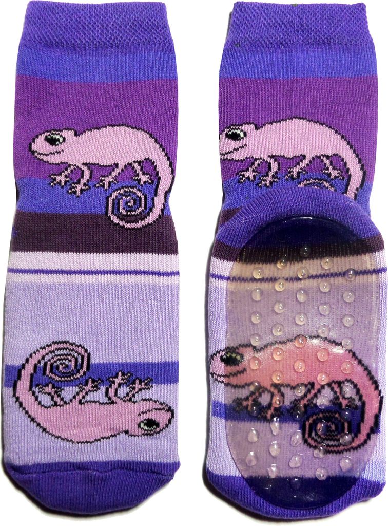 Kinder ABS-Socken Chamäleon Violett Größe 35-38
