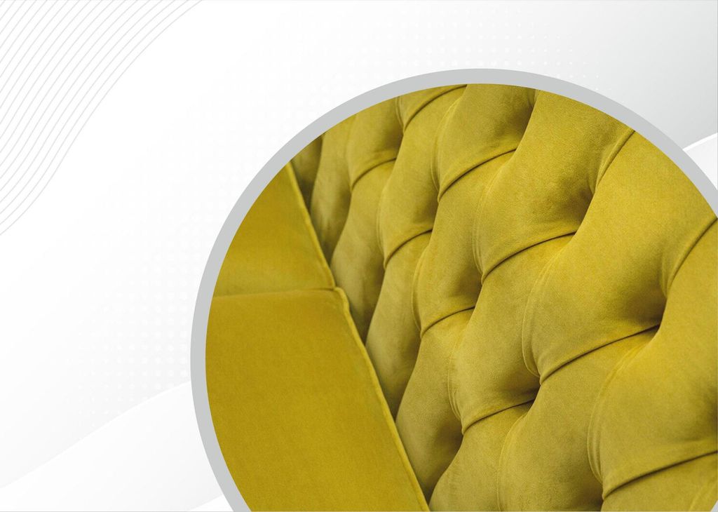 Chesterfield 2 Sitzer Wohnzimmer Moderne Design Couchen Sofa Möbel Stoff Gelb