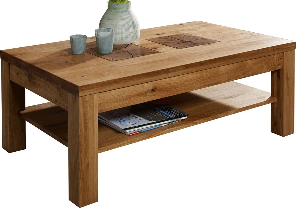 Couchtisch "WZ-0315" aus Wildeiche in natur geölt. Abmessungen (BxHxT) 118x45x70 cm