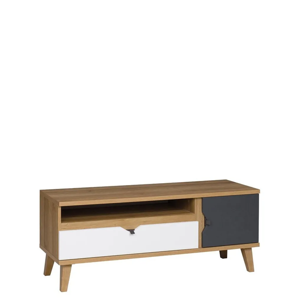 Meuble TV VISTA 3 couleurs chêne et graphite - Finition bois naturel