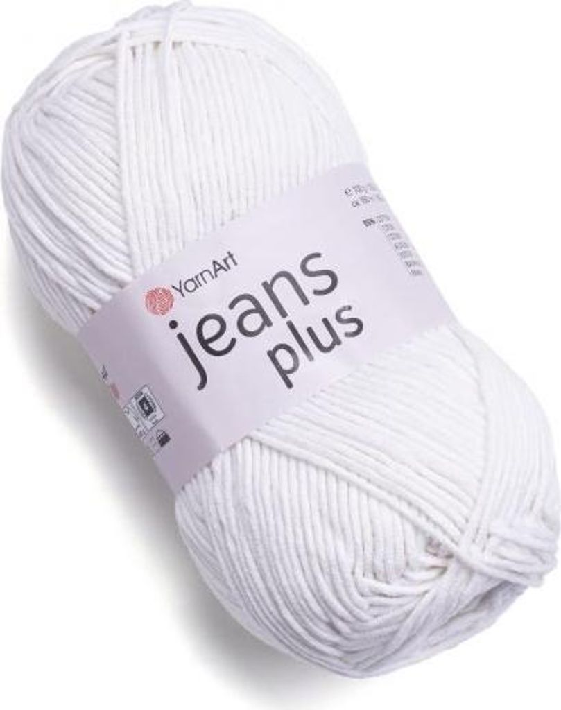 YarnArt Jeans Plus 01 Weiß – Weiches Baumwollgarn, 100g – Produktbild 