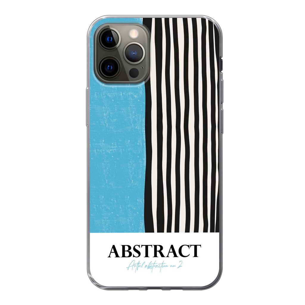 MuchoWow Handyhülle Schutzhülle Hülle für iPhone 13 Pro Design - Blau - Schwarz - Weiß Silikon Softcase Handy Hülle - Handy-Tasche