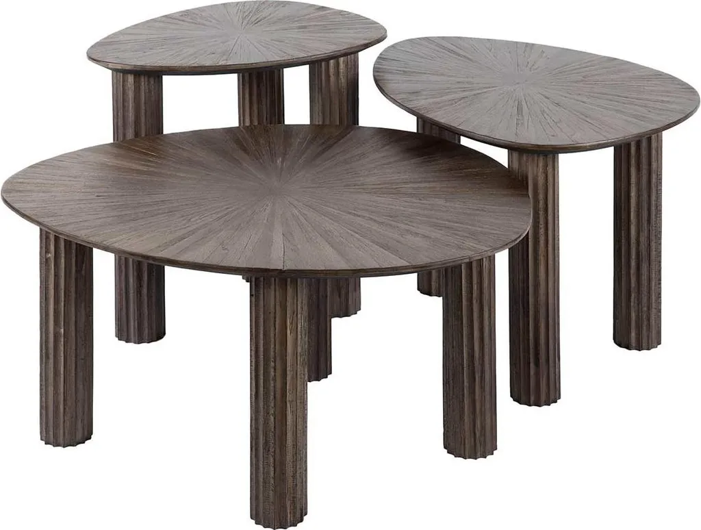 Set de tables basses gigognes rondes Lisa Design Tania en teck massif