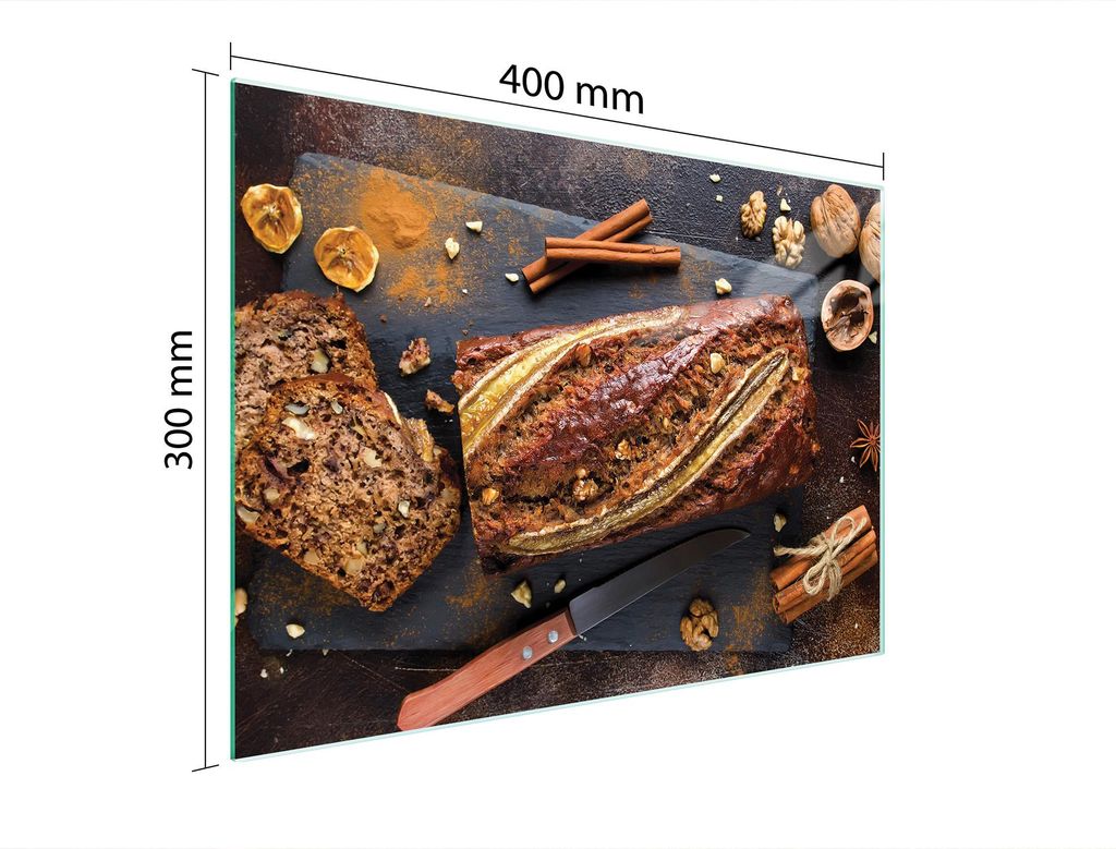 Schneidebrett Herdabdeckplatte Multiglasschneidplatte 40x30 cm Brot Braun