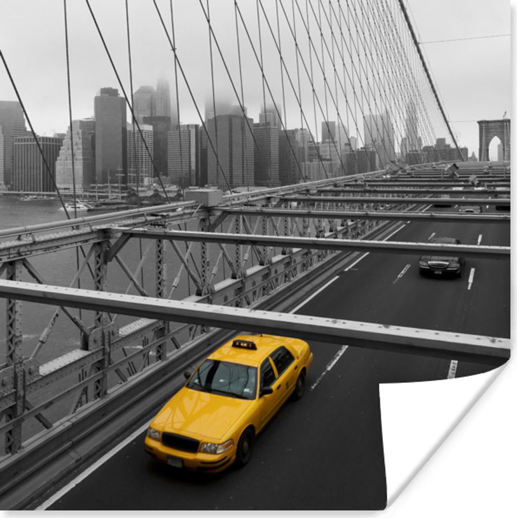 MuchoWow Poster Schwarz-Weiß-Fotografie einer Straße im nordamerikanischen New York 30x30 cm - Wandposter - Printing