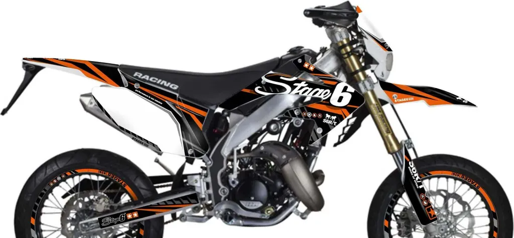 Kit Graphique Stage6 Orange pour Moto Honda HM 50 - Design Sportif