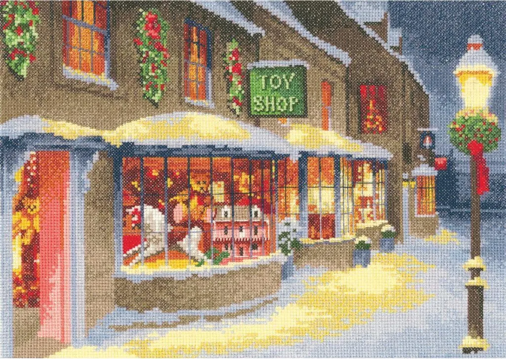 Set de broderie complet point de croix compté Boutique de Jouets de Noël