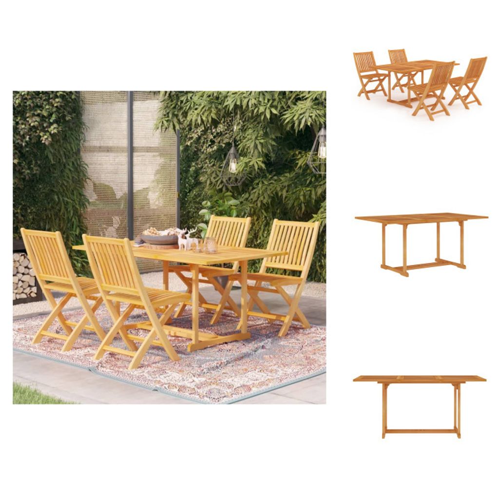 vidaXL 5-tlg. Garten-Essgruppe Massivholz Teak - Gartenmöbel-Sets