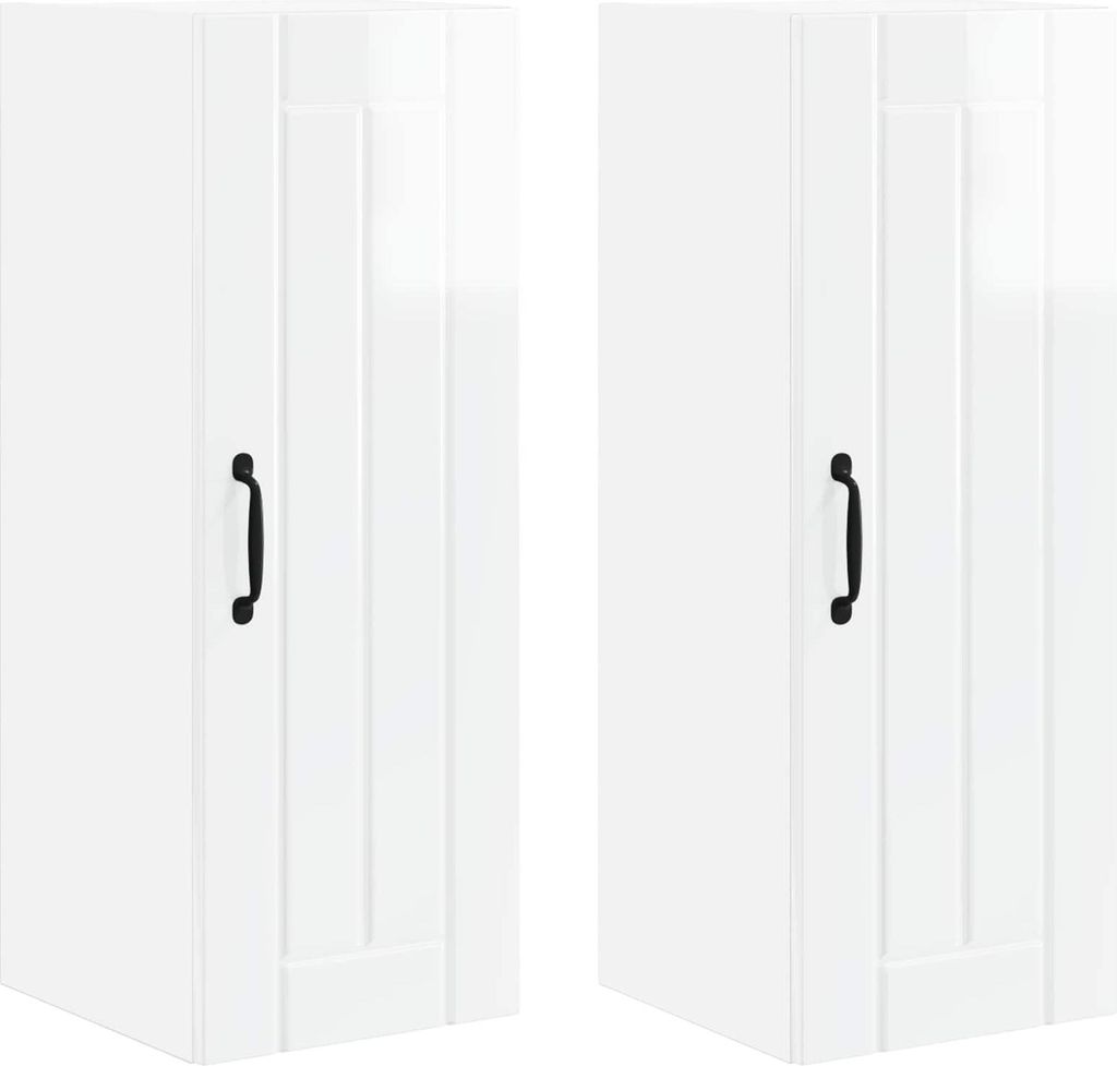 vidaXL Küchenschrank Lucca 2 pcs Hochglanz Weiß 30 x 31 x 80 cm