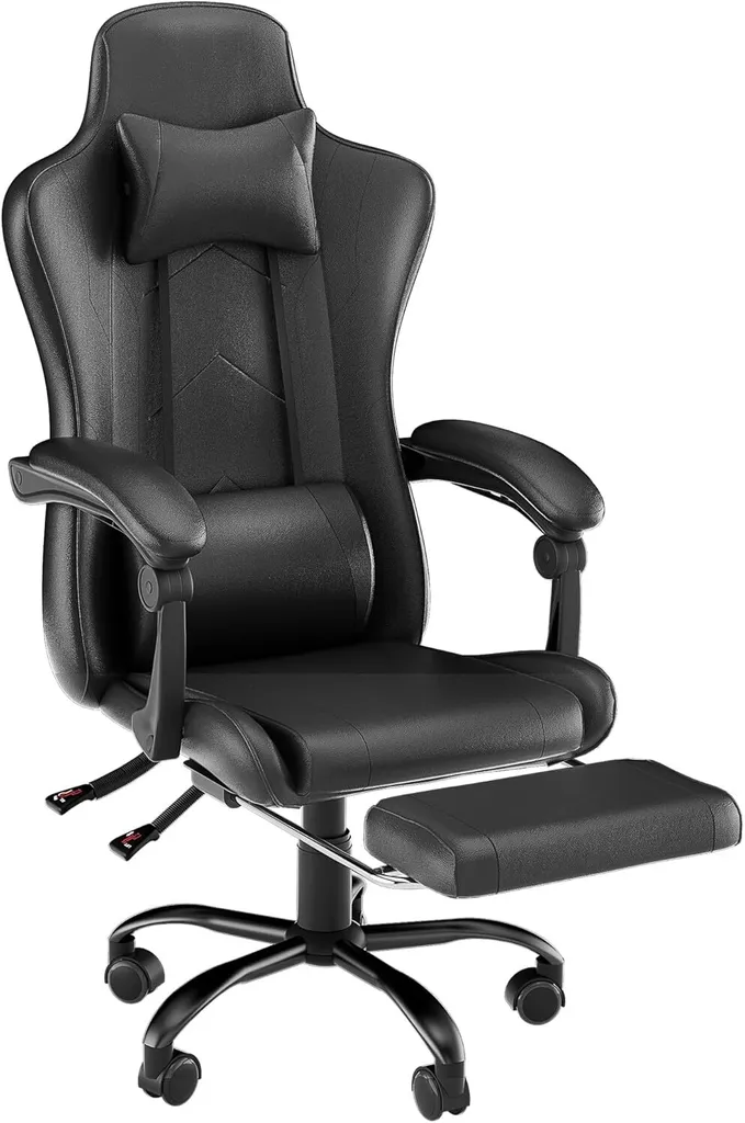Chaise Pivotante de Bureau Ergonomique avec Massage Lombaire et Têtière