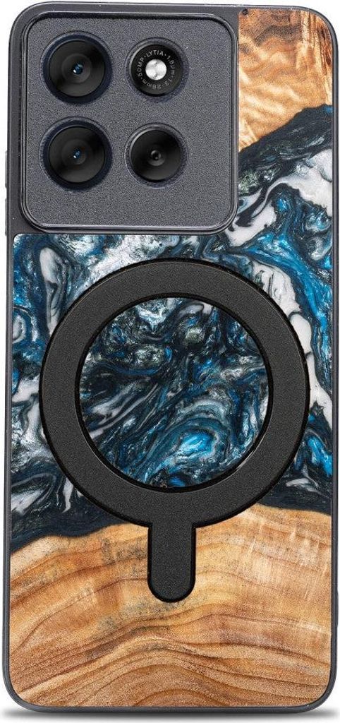 Holzhülle für Motorola Moto G56 5G, Bewood Unique Planets Erde für MagSafe