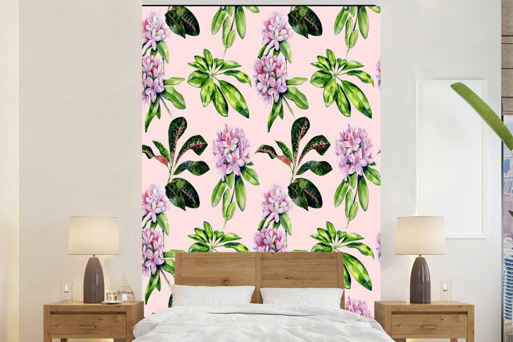 MuchoWow Fototapete für Wohnzimmer oder Schlafzimmer Wandtapete Vinyl Motivtapete Blumen - Hortensie - Collage - 170x260 cm - Wohnzimmertapete