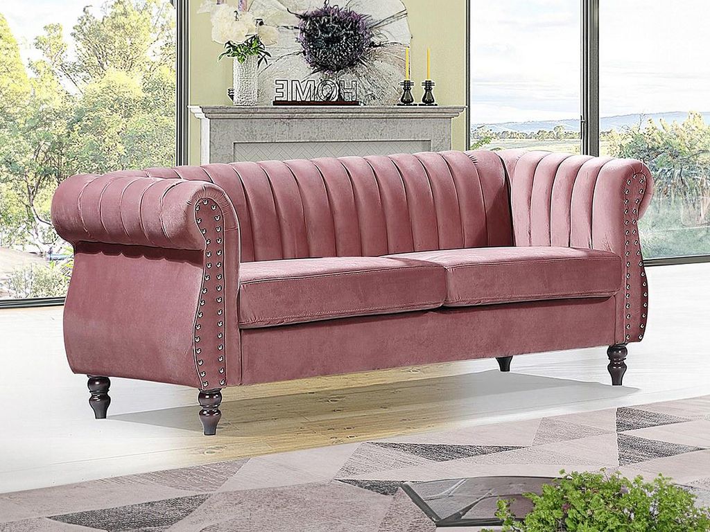 3-sitziges Velours-Sofa altrosa TRUMBO