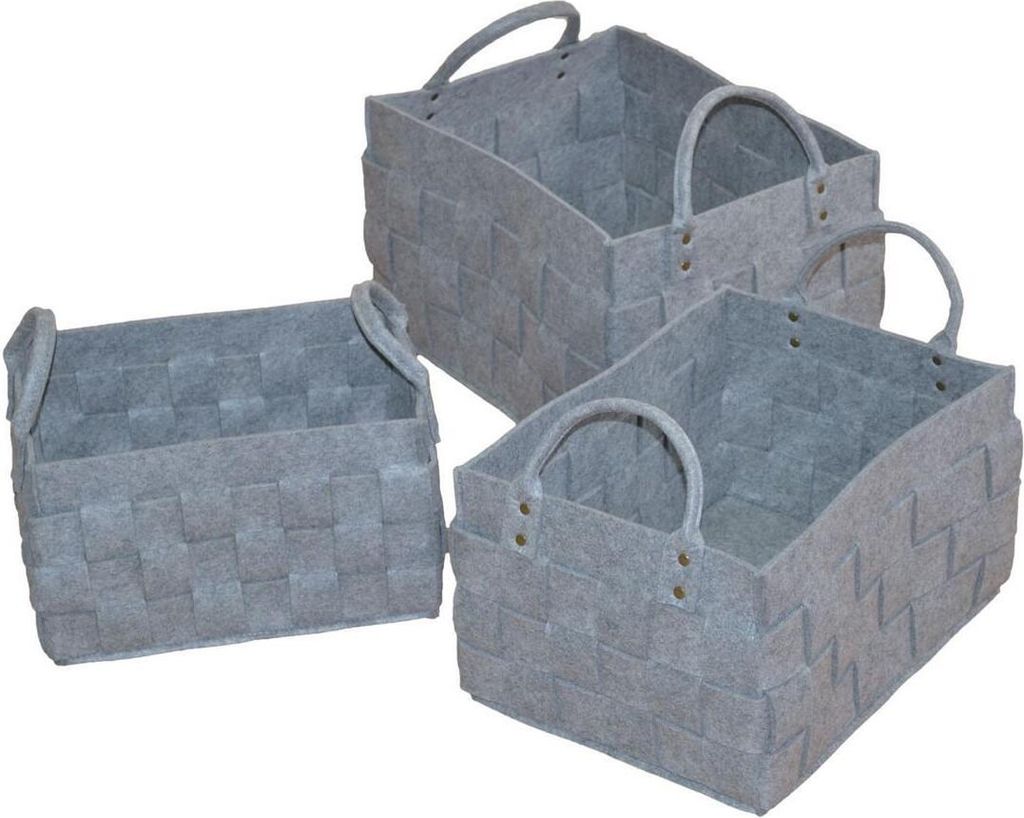 Aufbewahrungskörbe - Filzkörbe 3tlg., Filzfarbe Grau