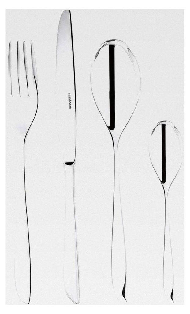 81 Leaf - Monoblock-Edelstahlbesteckset 18/10 für 6 Personen, 24 Teile: 6 Gabeln, 6 Löffel, 6 Messer, 6 Teelöffel, spülmaschinenfest, grau