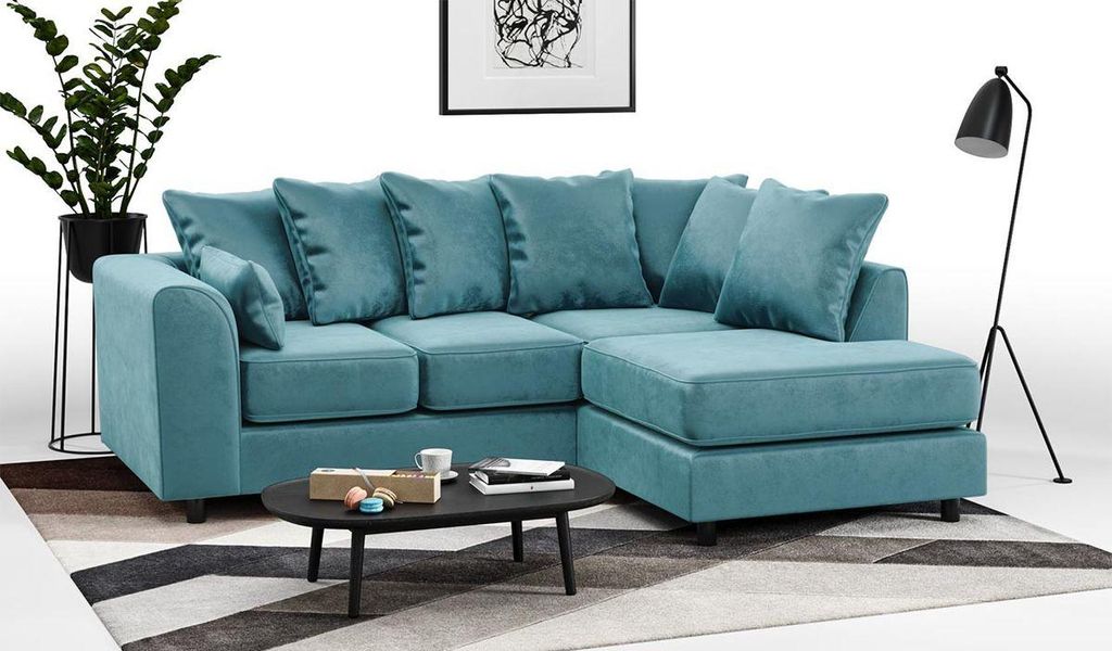 Rechtsseitiges Ecksofa Dillon Velvet-Kronos 31-Schaumstoff