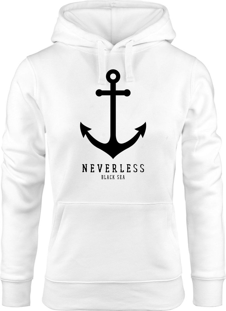 Hoodie Damen Anker Nautical Sailor Segeln Kapuzen-Pullover für Frauen Neverless weiß L