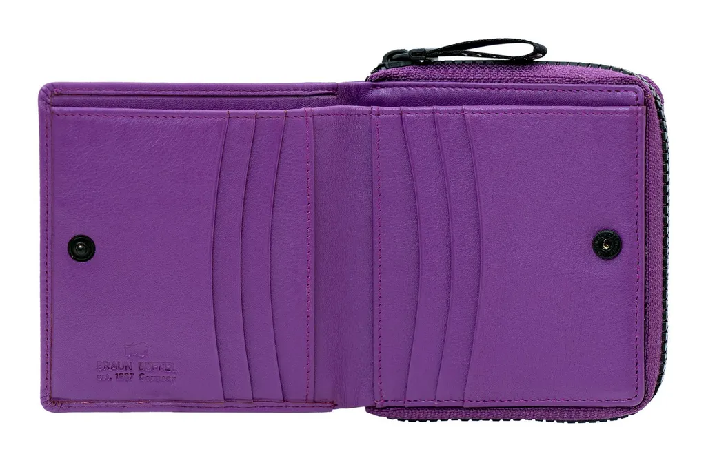 Petit portefeuille cuir pourpre Capri : Idéal pour sacs à main chic - 2