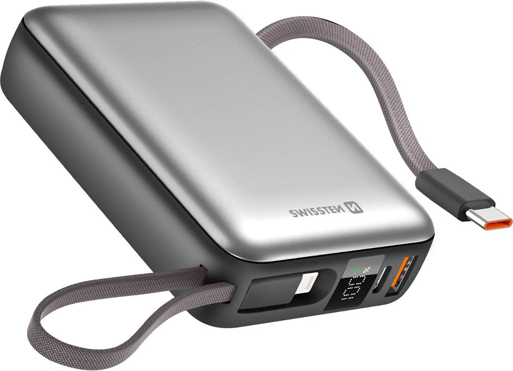 Swissten, Externer Akku 20000mAh mit USB-C- und Produktbild 