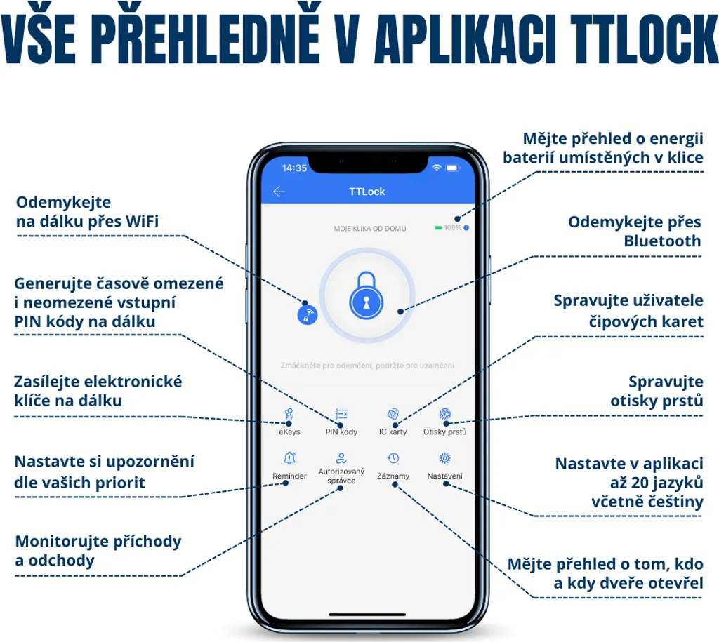 Serrure Connectée BOT Smart Lock TTLock L2 Argentée Longueur de Base - 6