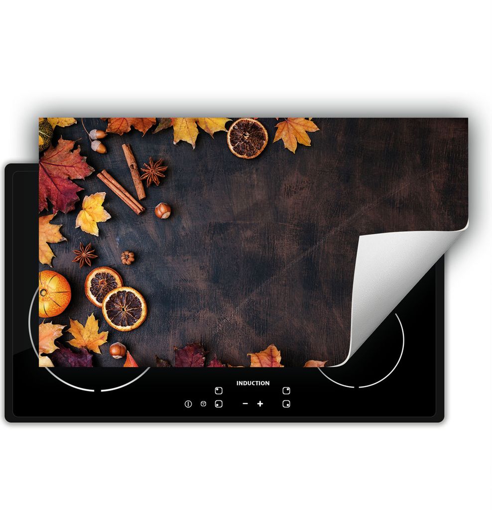 DarHaus Herdabdeckplatte 90x52 cm Anti Rutsch Matte Aufrollbar, Herbst