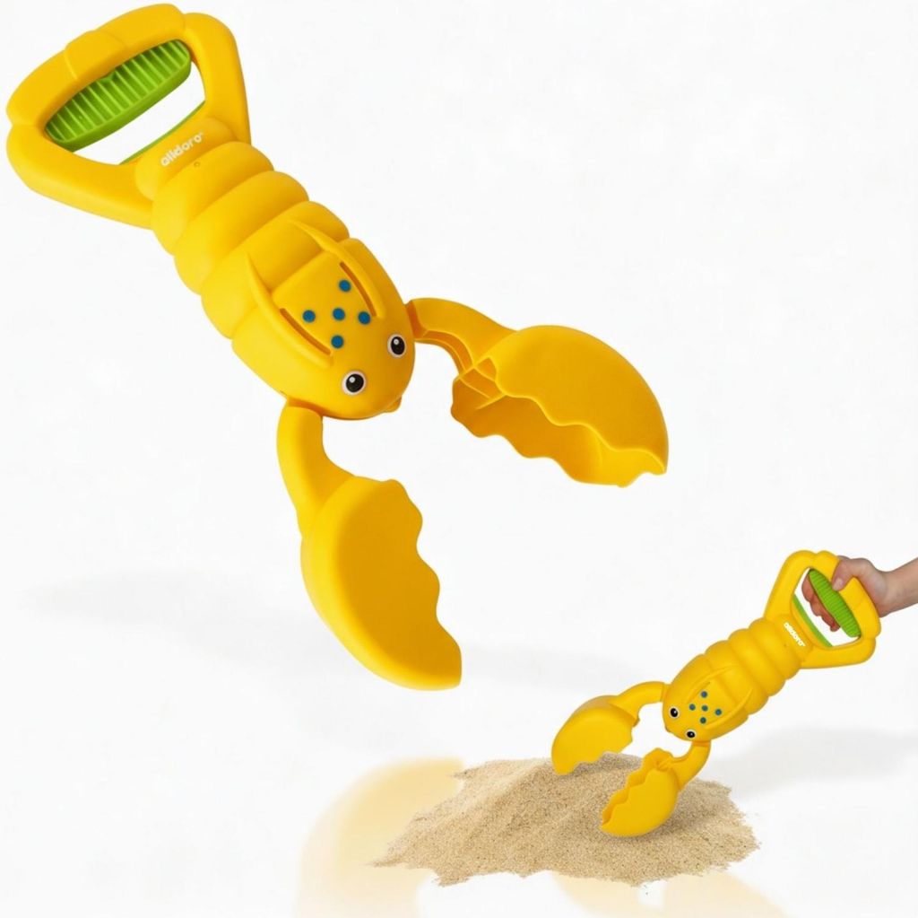 Sandgreifer Hummer gelb 34 cm - Kinderleichtes Sandspielzeug für Strand, Garten und Sandkasten - Spielspaß für kleine Baumeister ab 3 Jahren