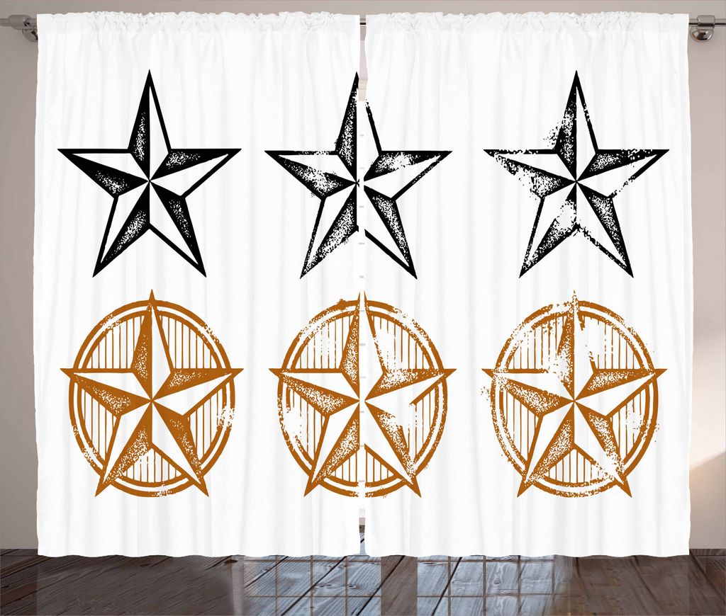 ABAKUHAUS Texas Star Rustikaler Vorhang, Westliches Muster, Wohnzimmer Universalband Gardinen mit Schlaufen und Haken, 280 x 225 cm, Hellbraun Wei...